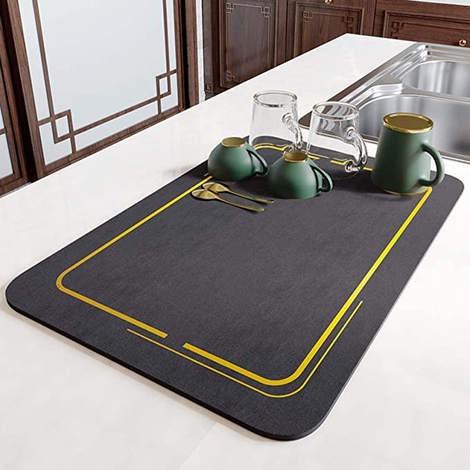 Kitchen Drying Mat for Utensils - Large Absorbent Anti-Slip Quick Dry Mat (Pack of 2, 40x30cm)