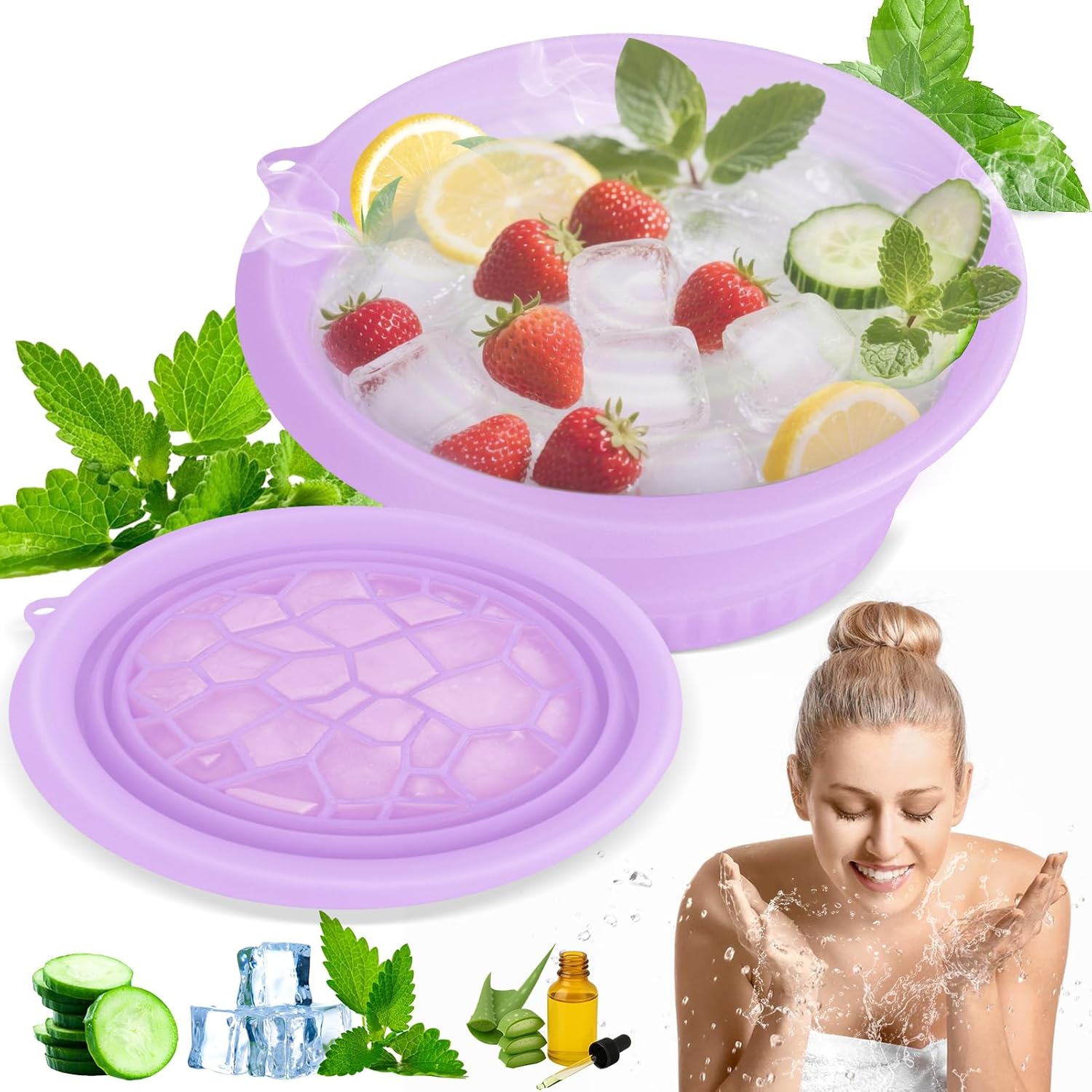 Silicone Ice Face Bowl – Collapsible Ice Tray for Face Dipping & Skin Icing