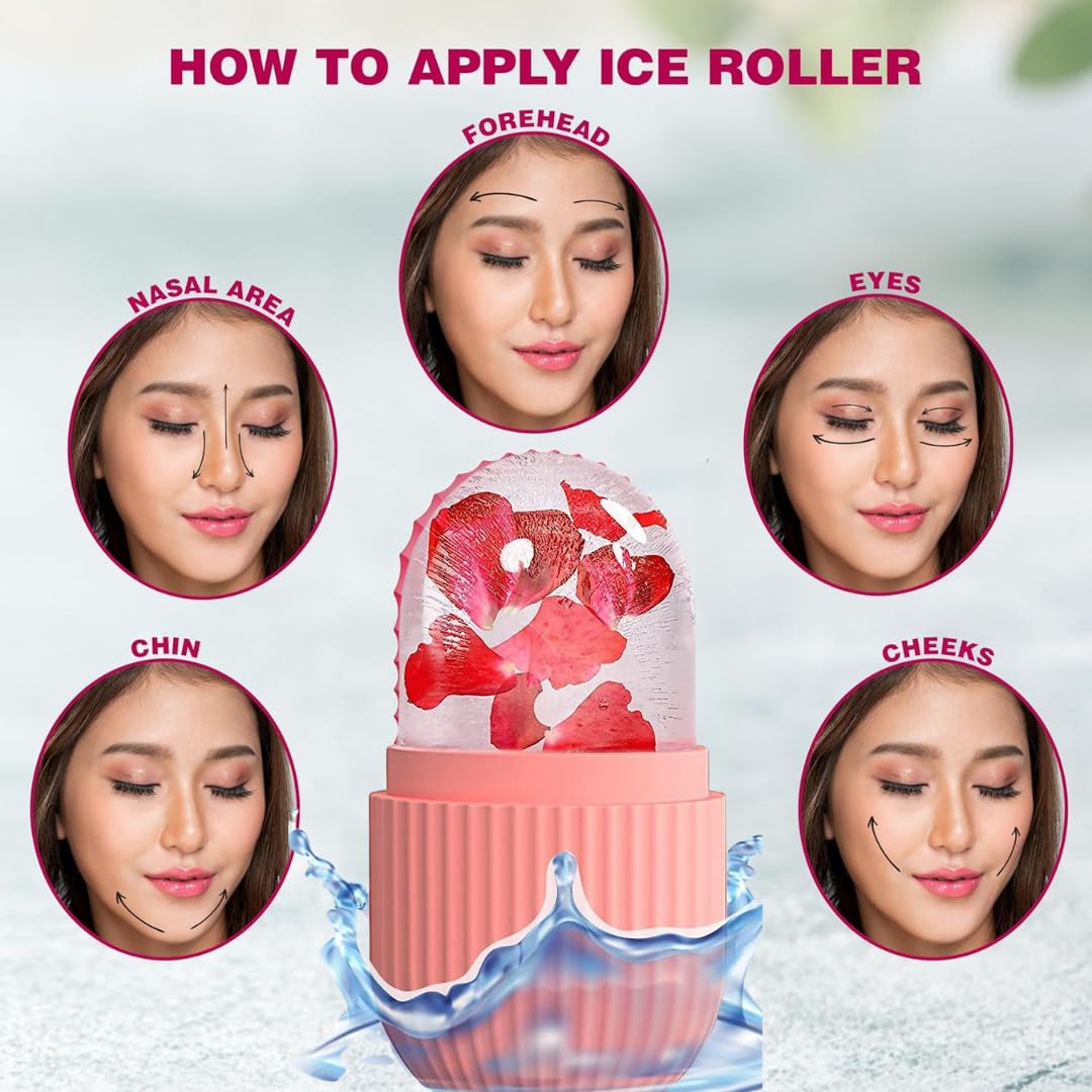 Ice Roller for Face & Neck Massager – Reusable Cold Therapy Roller for Glowing Skin
