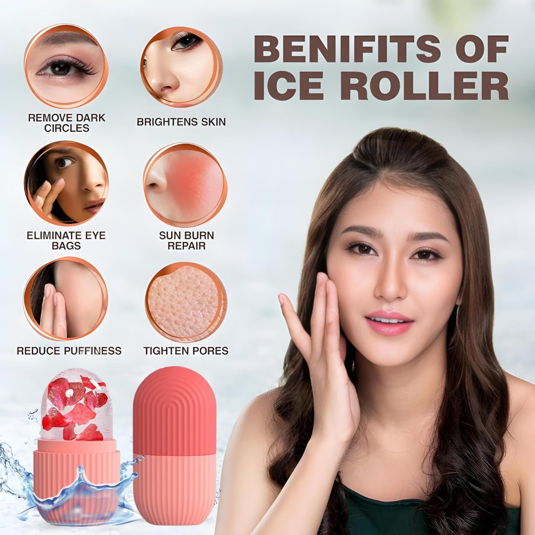 Ice Roller for Face & Neck Massager – Reusable Cold Therapy Roller for Glowing Skin